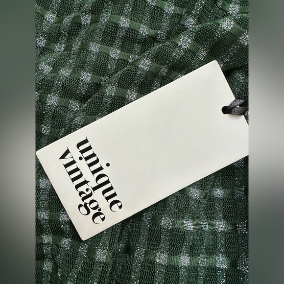 NWT Unique Vintage Farrah maxi dress sz 4X/22-24 emerald sparkle plaid ✨ - Picture 4 of 9